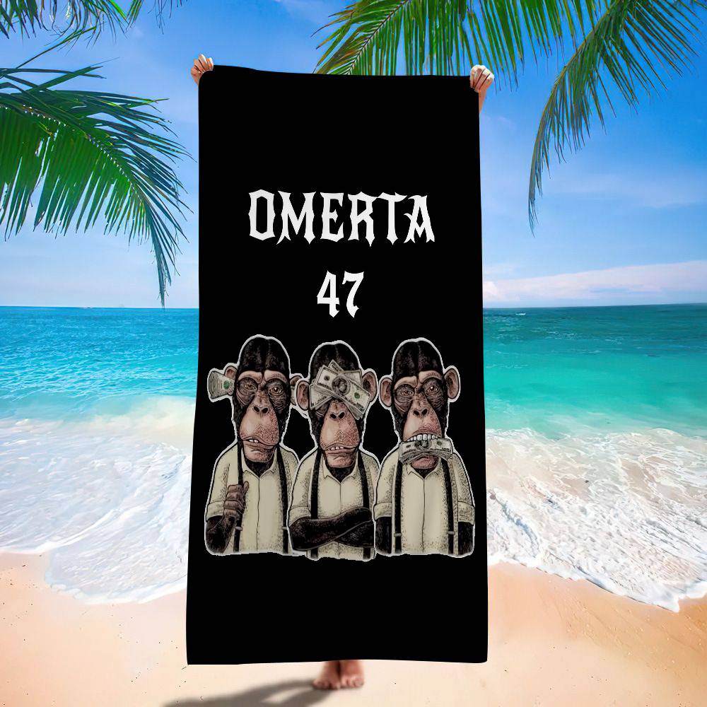 Marke Omerta Maes 47 Logo Schwarzes Mikrofaser Strandtuch Saugfähig Schnelltrocknend Weich Yoga Schwimmen Resort Bergsteigen Handtuch