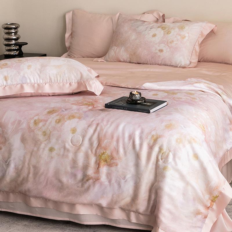 Double-Sided Tencel Summer Quilt Set: 100% Lyocell, Machine Washable, Cool, Thin Blanket