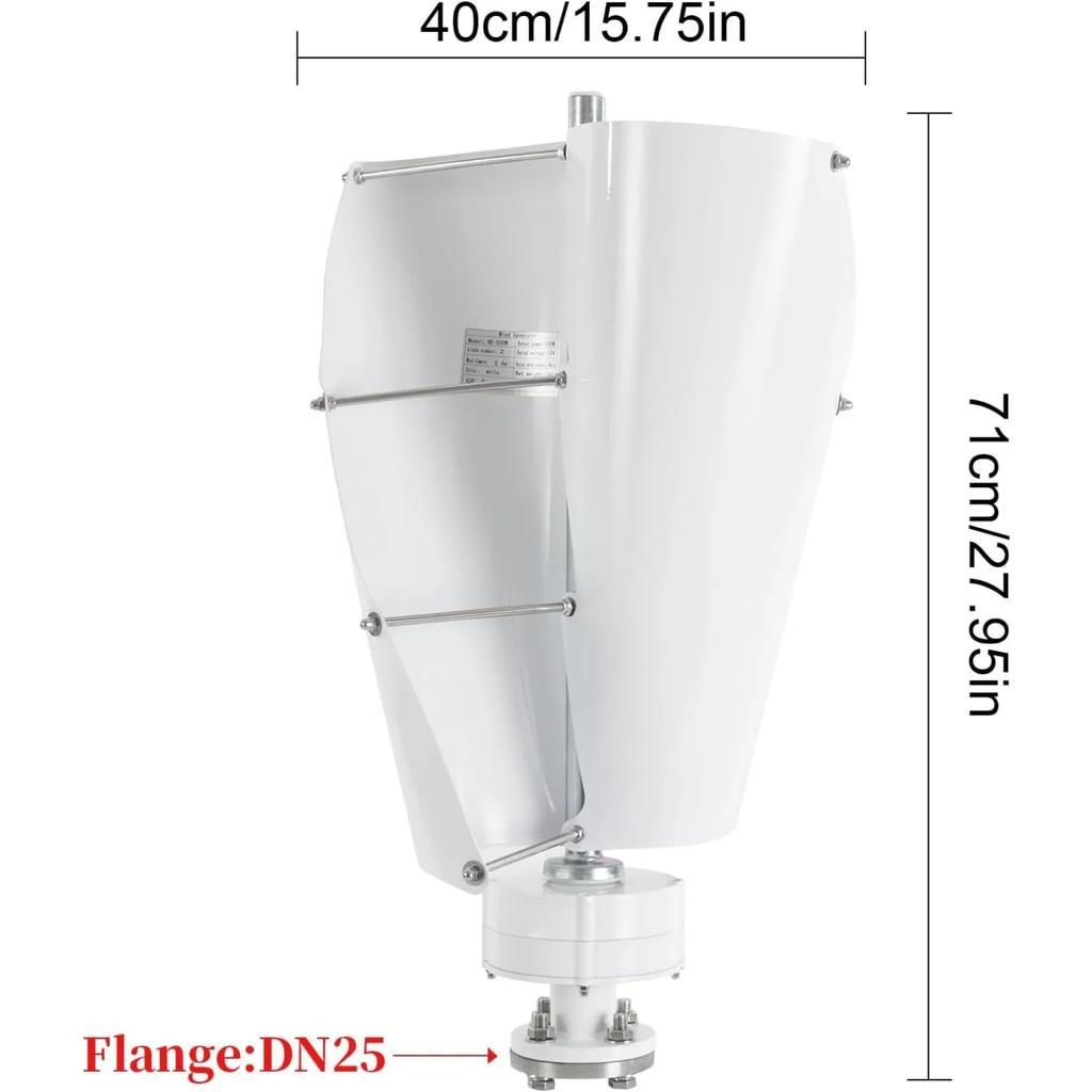 500W Wind Turbine, 12V IP67Wind Turbine Generator Kit,Vertical Axis Wind Turbine Generator w/Controller for Home, Boats, Cabins