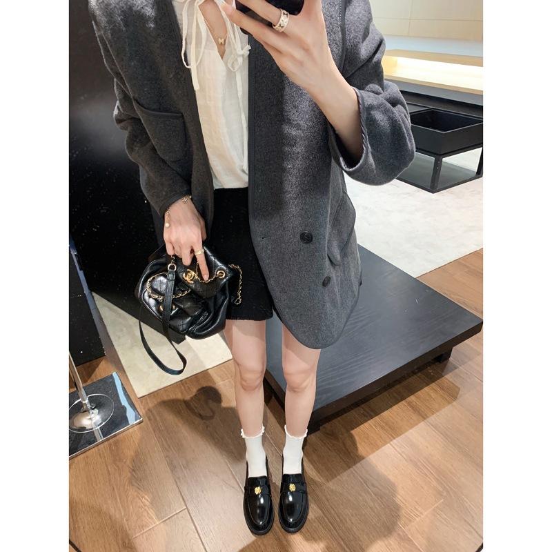 Grape Mother Studiolee Autumn and Winter Platform Single Shoes Velvet Leather One Pedal Thick Heel Loafer Small Leather Shoes Women