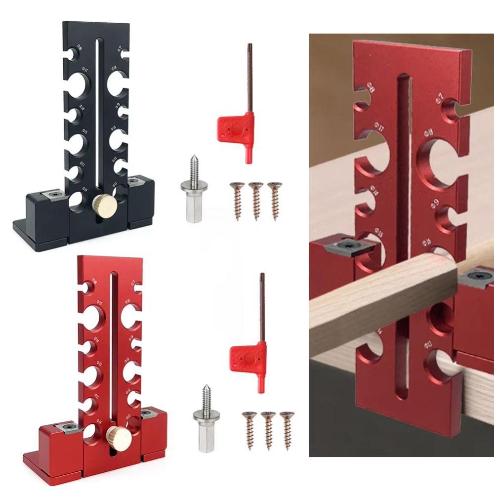 Adjustable Size Range Electric Drill Jig Double-Edged Cut Knob Type Adjustable Dowel 7-18mm Enhanced Accuracy Design