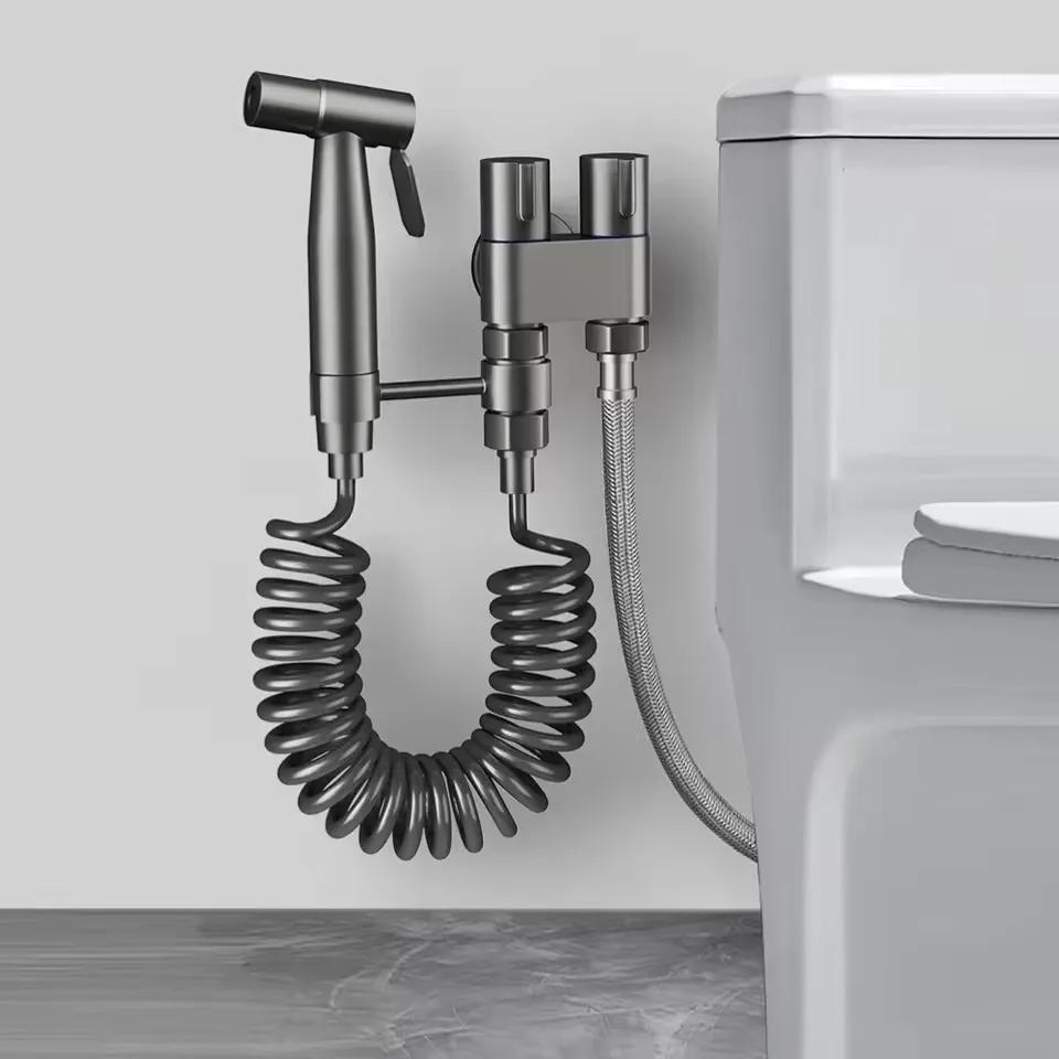 Ruční toaletní bidet Baterie Rozprašovač Nerezová ocel Koupelnový bidetový rozprašovací set Ruční rozprašovač Sprchová hlavice Samočištění Bez průrazu