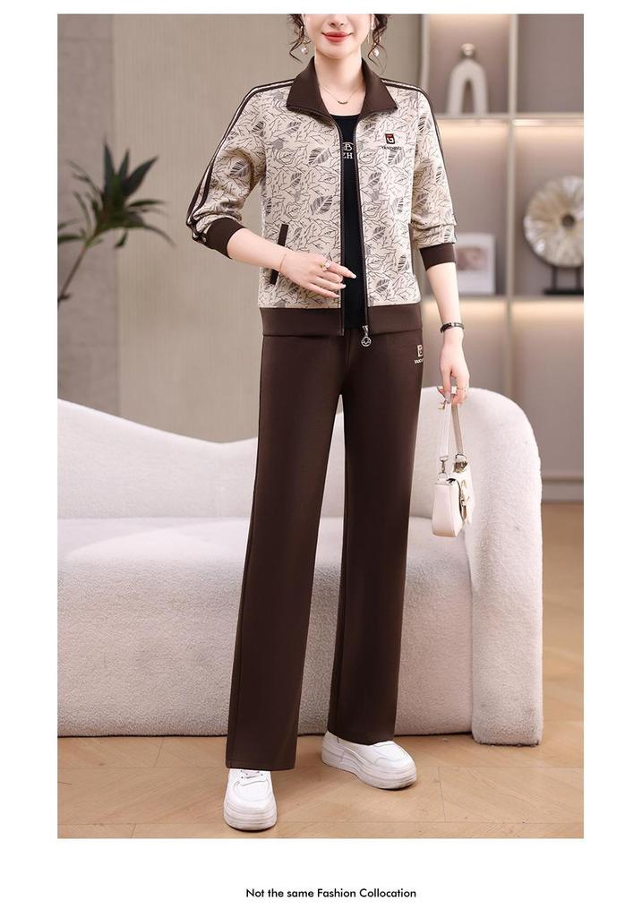 Women's Casual Sportswear Set - Spring/Autumn 2026 Three-Piece: Stylish, Loose-Fitting Age-Reducing Attire for Middle-Aged Mothers
