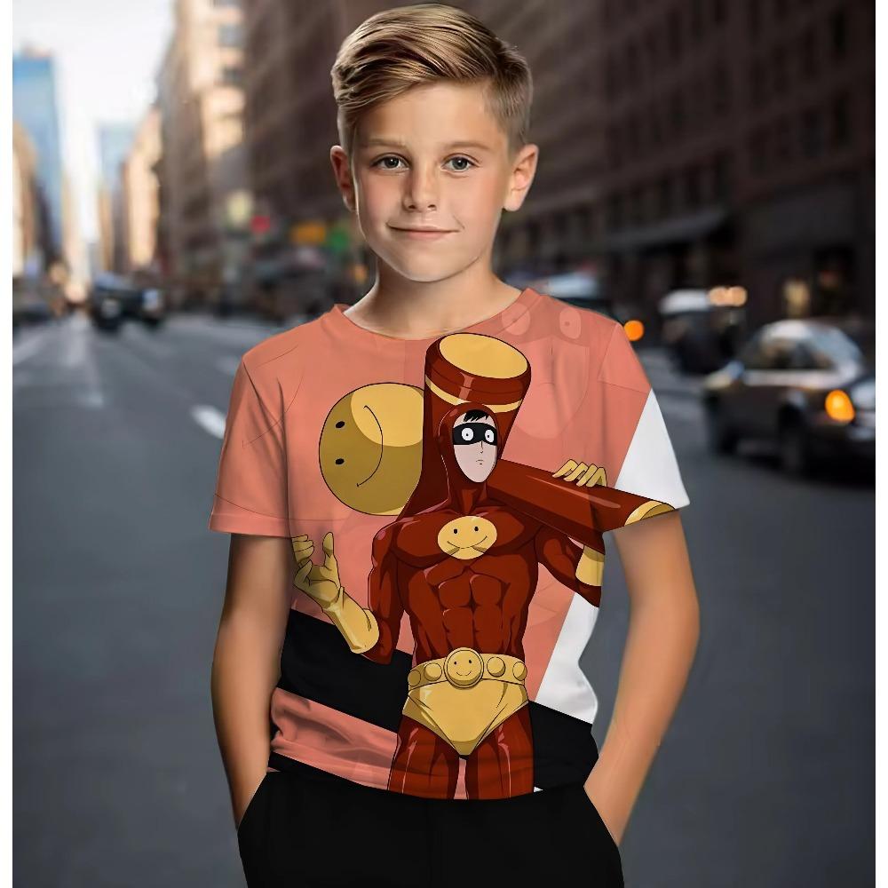 Summer Style Super Cool Boys Cute Girls Casual Short-sleeved T-shirt One Punch Man Pattern 3D Printed Children's Comfortable Soft Breathable T-shirt
