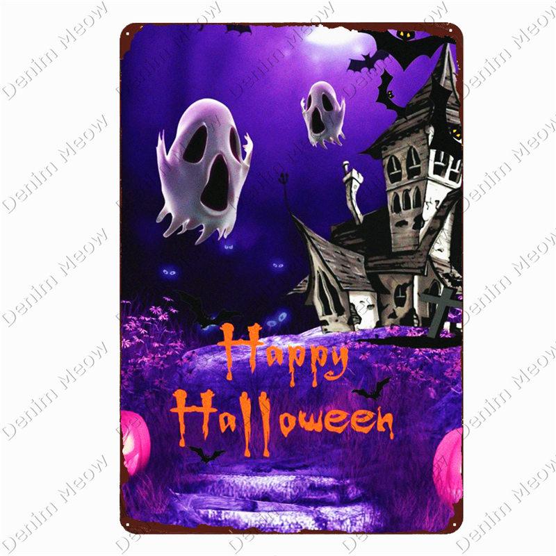 Halloween Party Poster, Happy Halloween Vintage Metal Signs, Bar, Pub, Cafe, Home Decor, Tin Painting, Tin Plate, N369