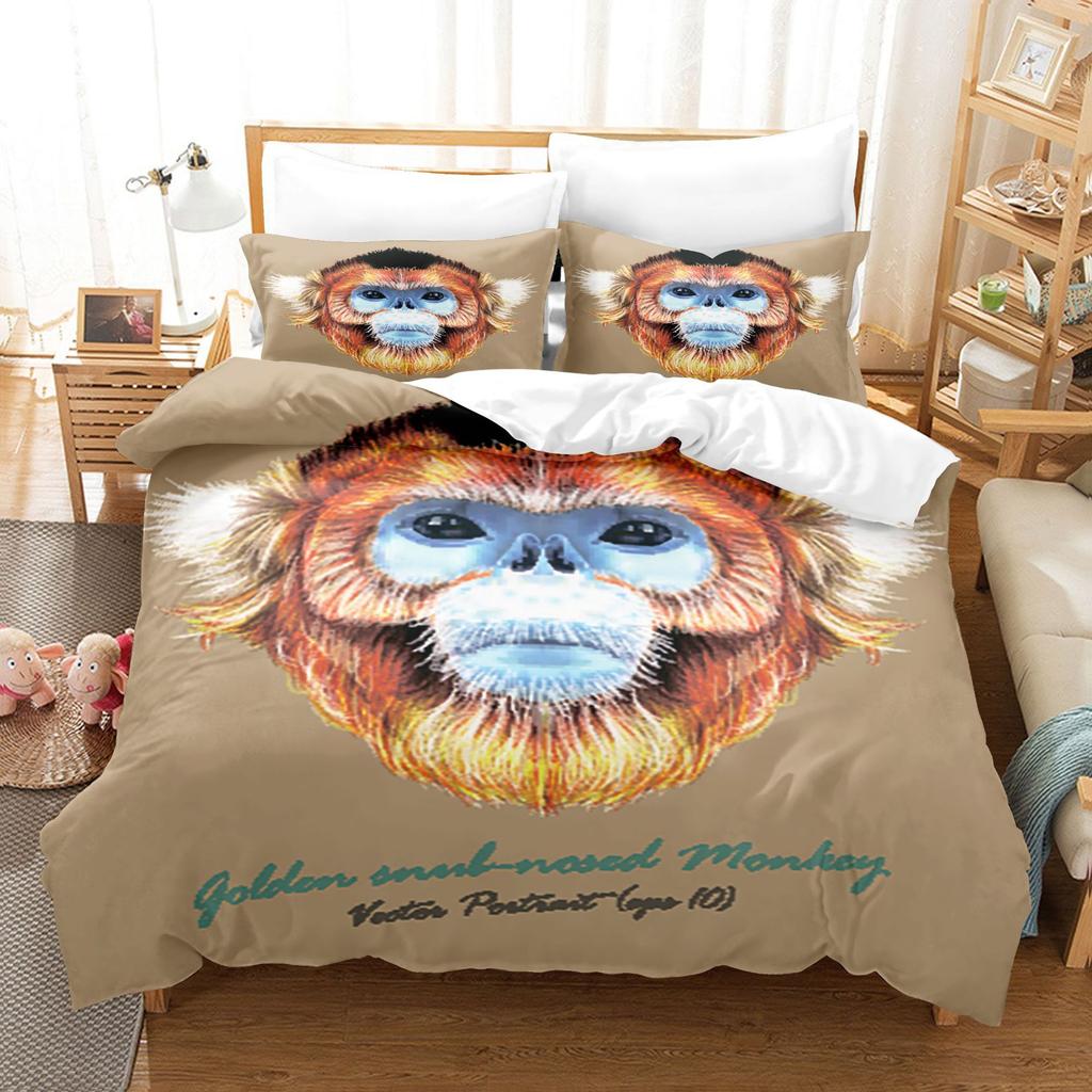 Animal Digital Printing Three-Piece Home Textile Bed Sheet Kit 3D Three-Dimensional 90G Grinding Four-Piece Set