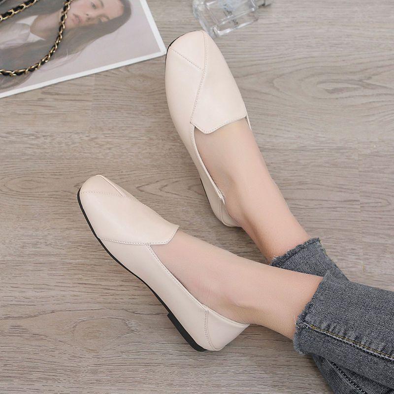 Ladies Summer Footwear Flat Moccasins Shoes for Women 2024 Loafers Square Toe White Flats Lastest Shoe Casual Korean Style Trend