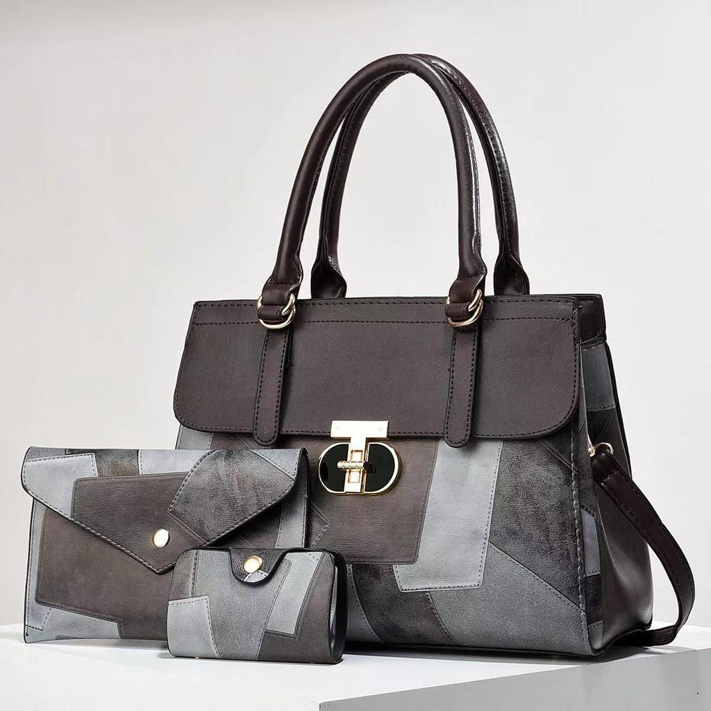 Trendy Color Block Stitching Mother And Child Crossbody Bag With Spacious Design