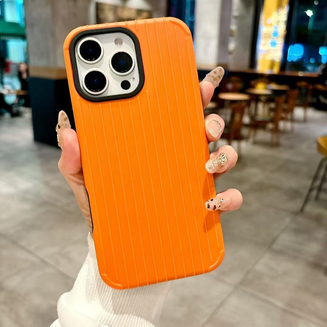 

Подходит для IPhone16promax Гофрированная решетка Ледяной туман Матовый Чехол для защиты от падений IPhone15/14 Apple 16Plus оранжевый