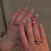 Three-dimensional cat's eye pink purple flower star light versatile ins wind removable manicure 30 pieces press on nail