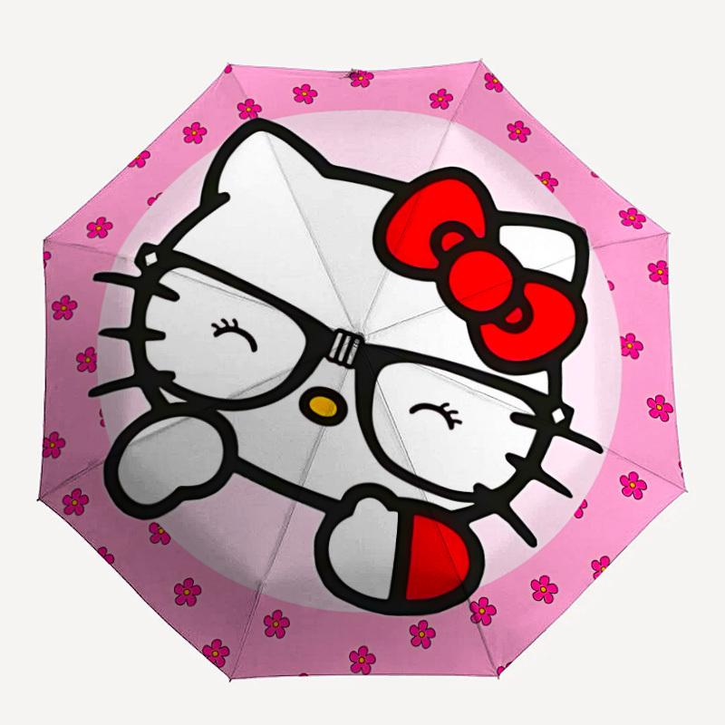 

1PC Hello Kitty Pattern Automatic Folding Umbrella, Portable Collapsible Design, Casual Outdoor Accessory, For All Seasons yy250912016