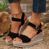 Sandały damskie Peep Toe Letnie modne sandały damskie Pasek z klamrą Platforma Nowe kliny Wysokie obcasy Sandalias De Mujer