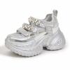 Platform Dad Shoes Women 2025 New Summer Hollow Mesh Breathable Shoes Rhinestone Fashion Versatile Casual Sandals