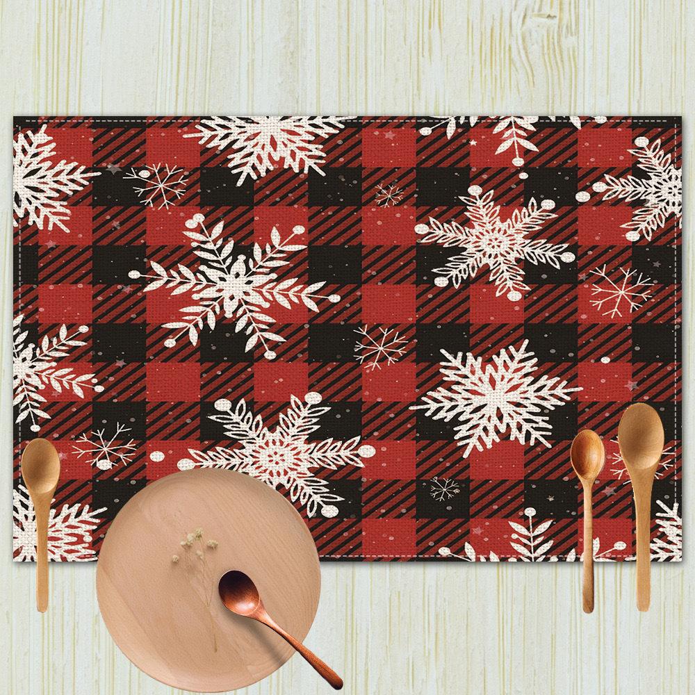 Christmas Table Mats Holiday Dining Placemats for Xmas Table Decor Snowflake Table Runner Waterproof Festive Accessories