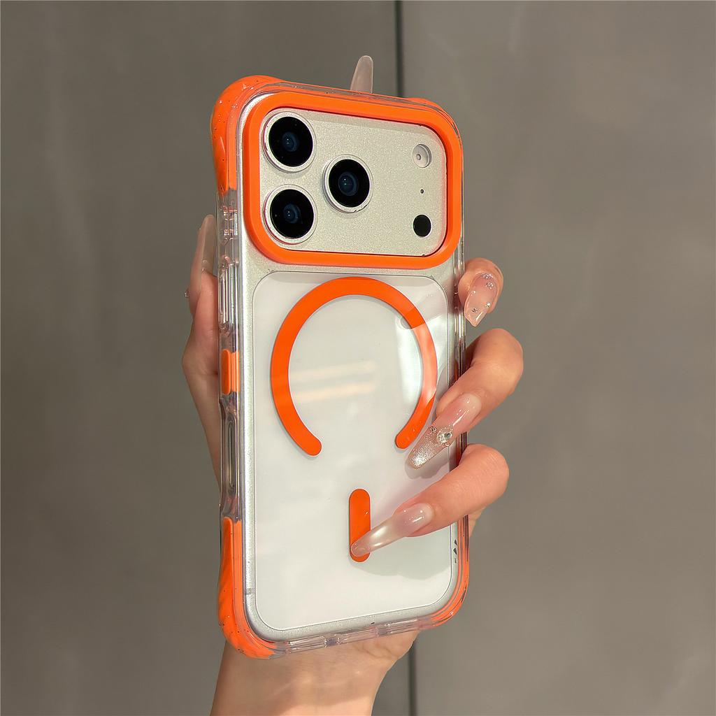 Style Transparent Magnetic Airbag Protection Case for 17 Pro Max 16 15 14 Pro Max Rugged Back Panel For Magsafe Cover