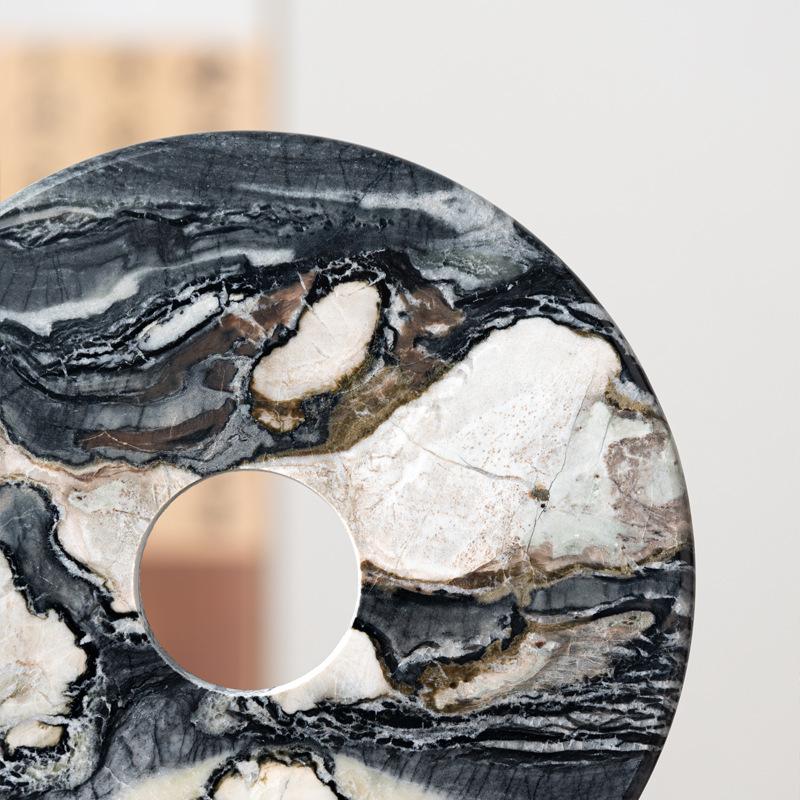 Marmorring Vertiefter Ring Naturmarmorstatue Konzentrische Kreise Dekorationsfiguren Heimdekorationszubehör
