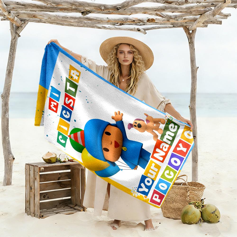 Pocoyo Personalized Name Beach Towel Super Soft Microfiber Quickdry Fabric