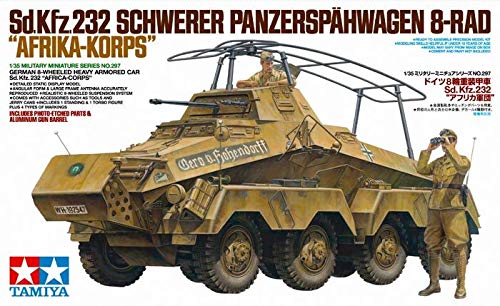 Tamiya 1/35 Military Miniature Series No. 297 German Army Sd.Kfz.232 8-Wheeled Heavy Armored Vehicle, Africa Corps, Plastic Model Kit 35297