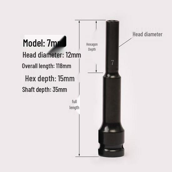 Electric Wrench 1/2 Square Thin-Walled Extended Socket 6mm