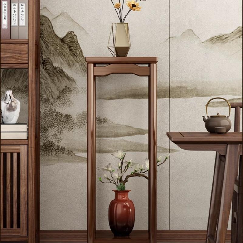 High-End Solid Wood Flower Stand Chinese-Style Indoor Plant Holder Elegant Living Room Display Rack Decorative Organizer