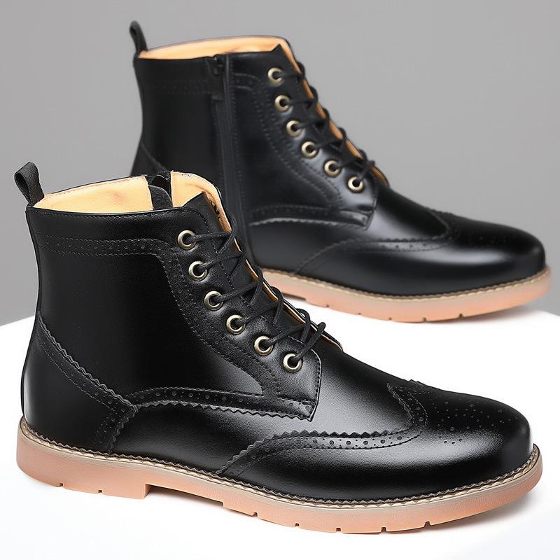 Herren High Top Business Casual Lederschuhe Brogue Gravierte Martin Stiefel Große Größe Outdoor Sport Lederstiefel