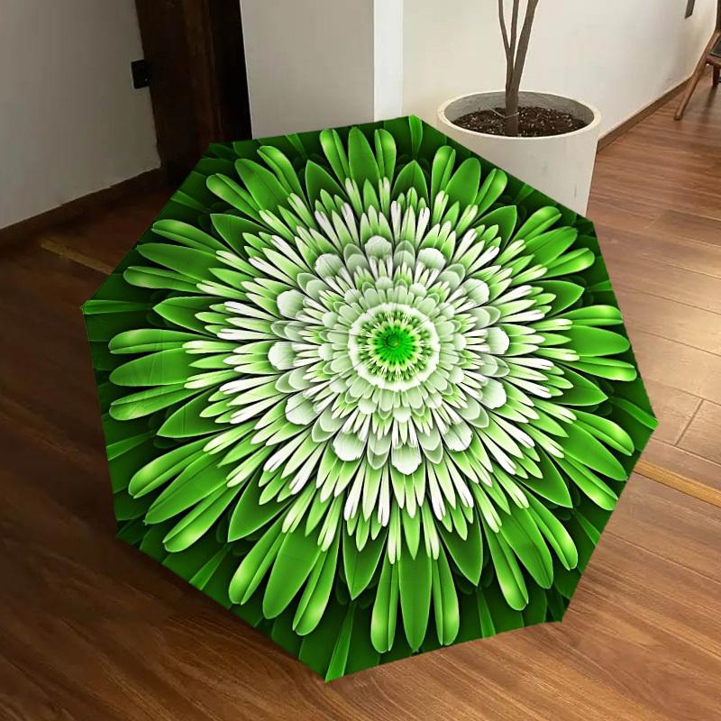 

1pc Green Floral Mandala Automatic Open/Close Umbrella, Folding Compact Umbrella with Lightweight Design for Women/Men yy251011084