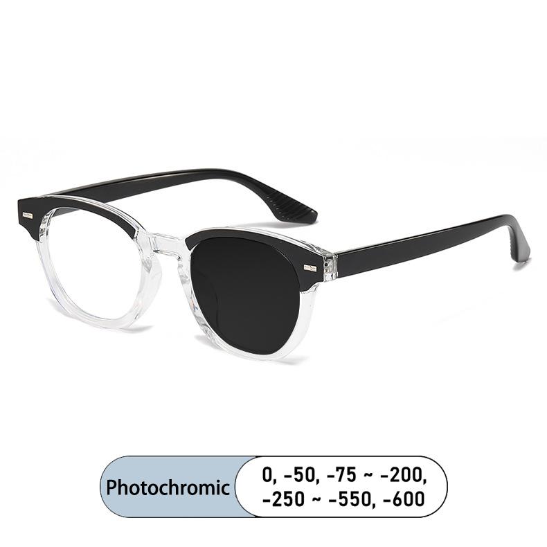 New Luxury Rivet Elliptical Frame Myopia Glasses Prescription Nearsight Anti Blue Light Men Eyewear