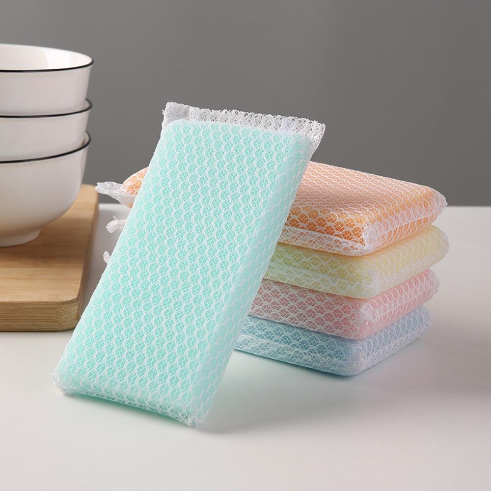 1/2/3Pcs Durable Three-Layers Dishwashing Sponge Decontamination Cleaning Dishwashing Towel Double-Sided Thick Magic Sponge