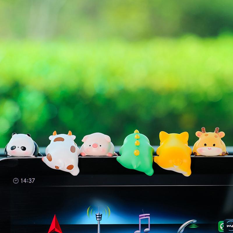 Mini Cartoon Animal Resin Decorative Toy Cute Computer Desktop Decoration Car Cute Doll Perfect Birthday Gift Choice Decoration
