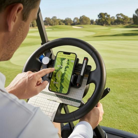1/2 Stück Golf Cart Lenkrad Handyhalter mit Stiftschlitz und Ballmarker-Aufbewahrung Universal