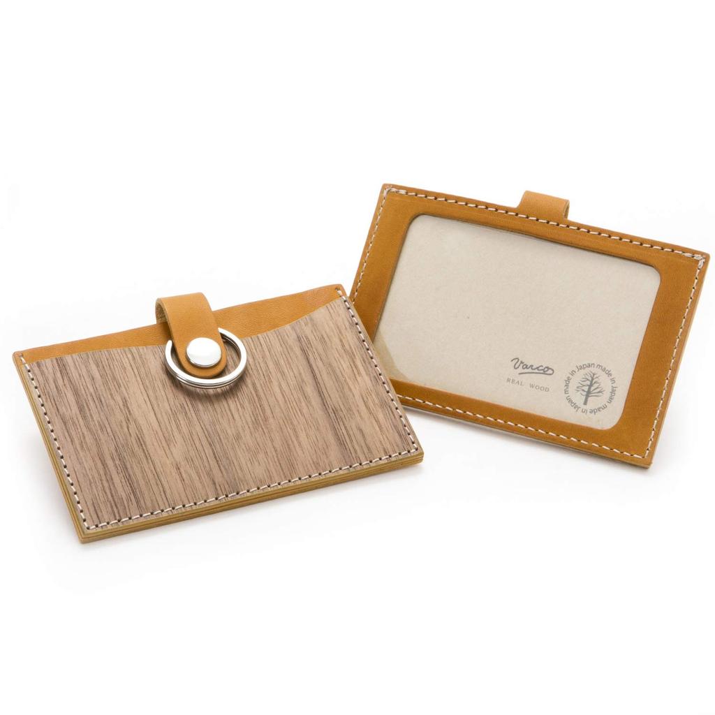 ID Card Holder ID Case ID Holder Commuter Pass Case Genuine Leather Natural Wood Wood Leather Made In Japan Mustard Men's Women's
