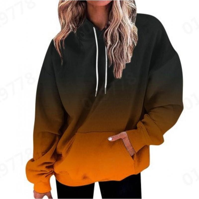 Womens Oversized Hooded Sweatshirt With 3D Print Graphic Loose Fit Long Sleeve Casual Top In Vintage Tie-Dye Style