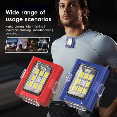 Multifunction Outdoor Sports LED Running Walking Light Pocket Lights USB Rechargable Headlight Flashlight Emergency Lamp