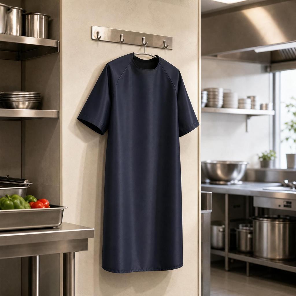 Short-Sleeve Apron with Tie Fastening Lightweight for Kitchen, Restaurants