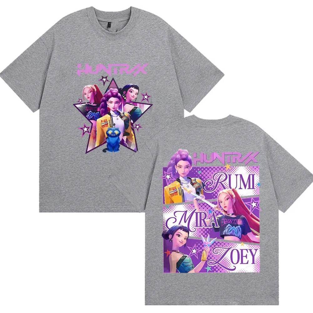 Anime K-pop Demon Hunters Rumi Mira Zpey Film Grafica Maglietta Uomo Donna Harajuku Alta Qualità Oversize Cotone Streetwear