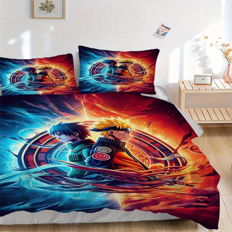 

3pcs Naruto vs Sasuke Anime Design Printed Quilt Set - Includes 1 Quilt Cover and 2 Pillowcases, Machine Washable - Suitable for All Seasons.F046 135x200cm