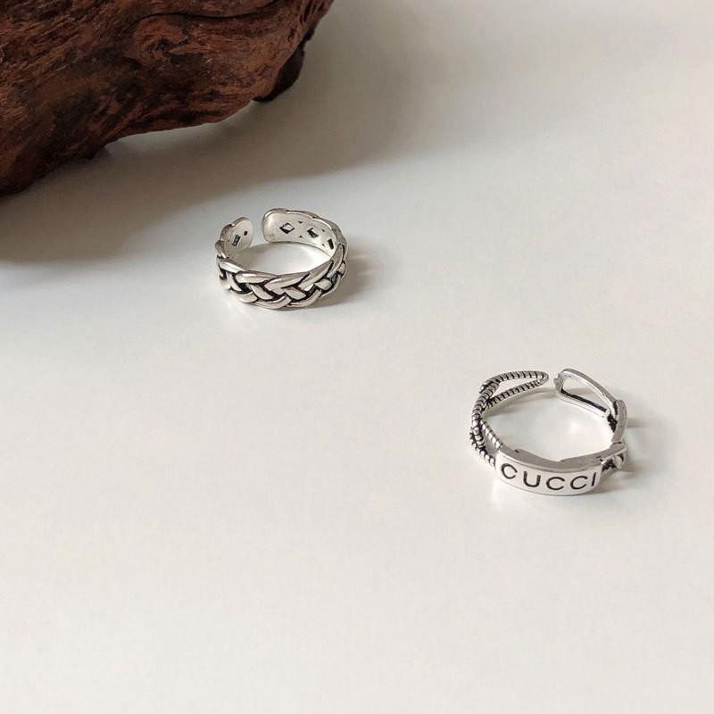 Delicate Sterling 925 Silver Ring Women Minimalist Woven Design Korean Jewelry Style