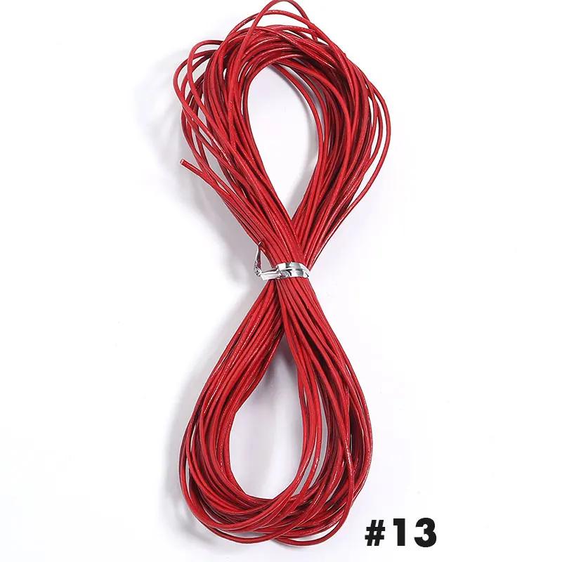 10 yardas Cuerda Redonda de Cuero Diámetro 1.5mm Cordón de Cuero Genuino de Colores Accesorios de Ropa DIY Artesanía en Cuero Materiales Hechos a Mano