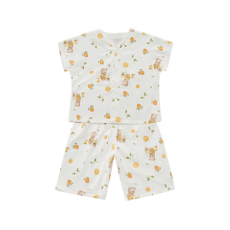 Labi Kids' Summer Gauze Short Sleeve Capri Loungewear Set