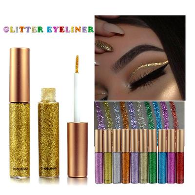 Zcela nových 10 barev bílého zlata třpytivé oční stíny pro snadné nošení Vodotěsné tekuté oční linky Beauty Eye Liner Makeup maquiagem