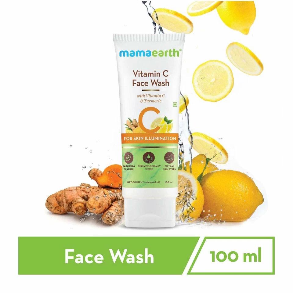 Mamaearth Detergente Viso alla Vitamina C con Vitamina C e Curcuma - 100 ml