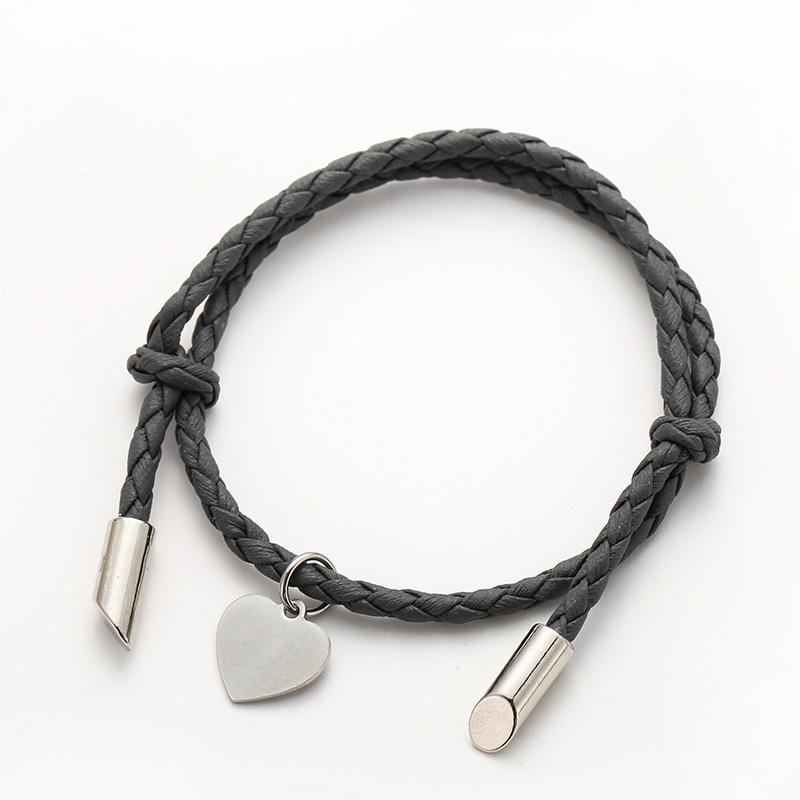 European and American PU Rope Bracelet for Couples and Friends, Customizable Engraving, Unisex Jewelry.