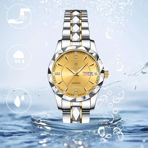 Women's Silver Watch with Calendar, 3ATM Water Resistance, Luminous Analog Display, Stainless Steel, Stylish Couple's Watch, Quartz Movement, Leisure,