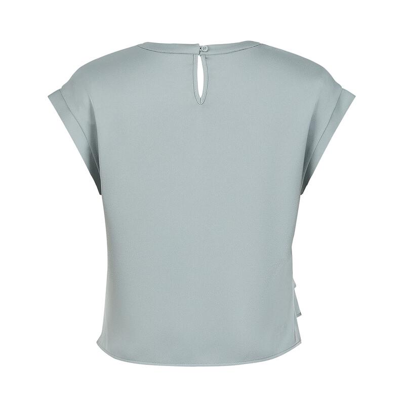 Anna Kou Relaxed Fit Twisted Waist Round Neck Top