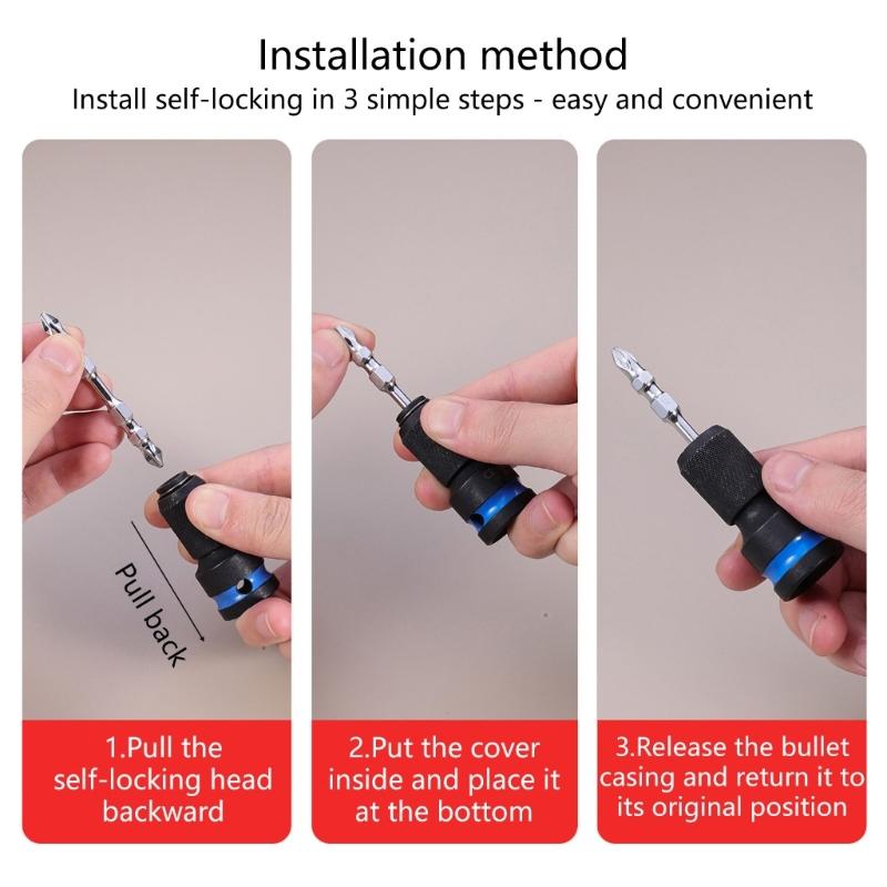 3Pcs Socket Conversion Head Adapter Tool for Various Impact Tool Easy Change Retractable Sleeve High Hardness Rustproof