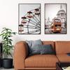 Modern Fashion Eiffel Tower Canvas Painting Landscape Ferris Wheel Balloon Wall Art Posters Tram Road Pictures Living Room Decor