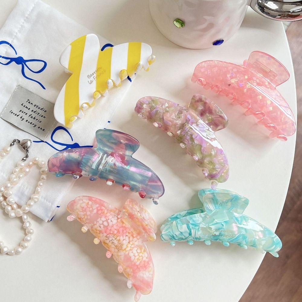Acetic Acid Acetate Hair Claw Fresh Flower Hair Claw Fashion Irregular Pattern Shark Clip  Travel