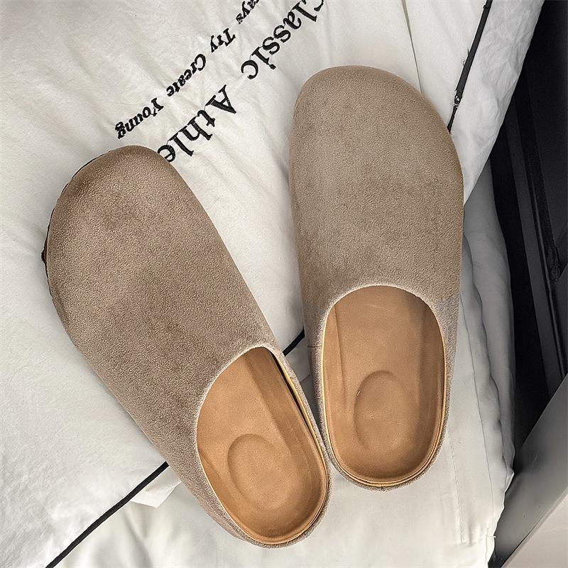 Boken Slippers Wearing Muller Bag Head One Foot Lazy Half Tow Bread Shoes Slippers 24158 Gray -J