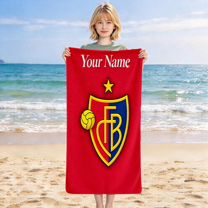 Custom Name Soccer Crest Stylish Digital Printing Beach Towel Quick‑Drying Absorbent Blanket for Beach Pool Gym Travel