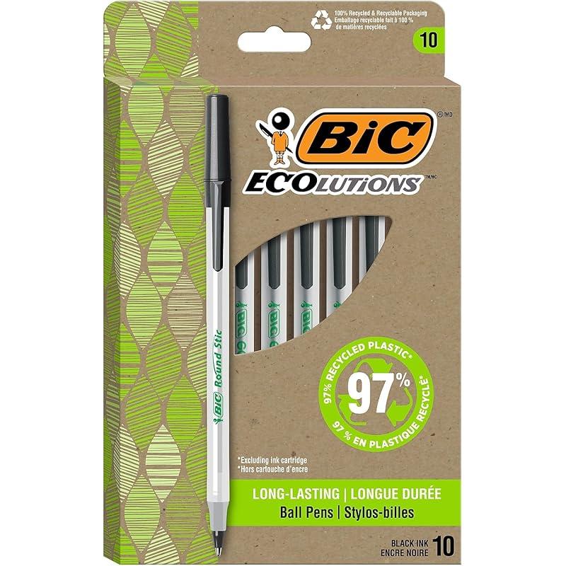 

BIC ReVolution round stick ballpoint pen black 1 bottle (pack of 10)